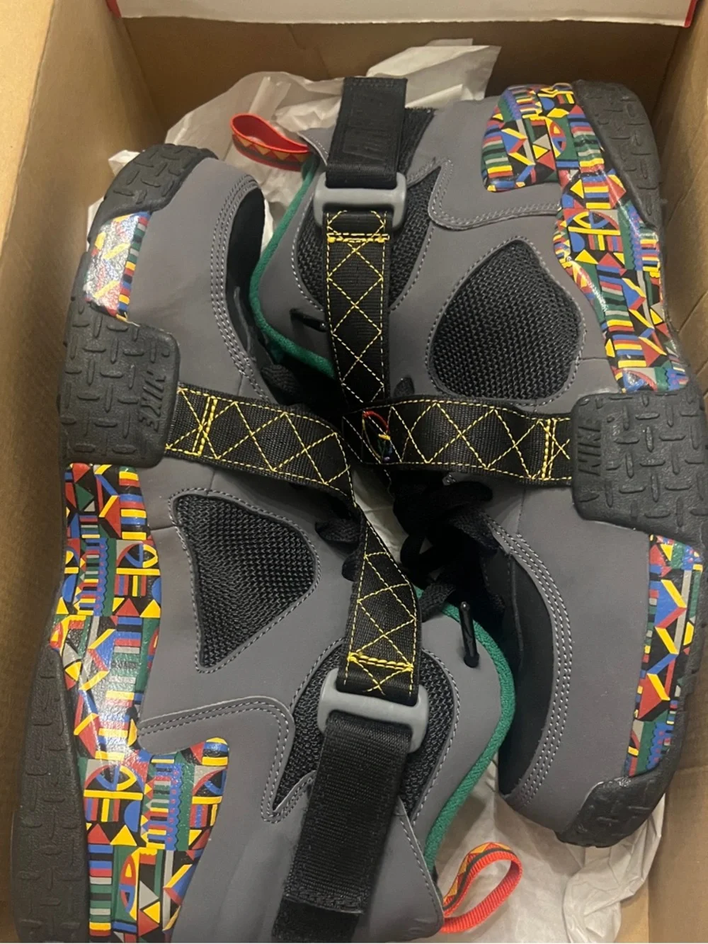 Nike Men's High-Top Sneakers in Gray, Black & Multicolor Pattern
